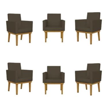 Imagem de Kit 06 Poltronas Reforçadas Escritório Recepção Sala Courino Cor:courino Marrom