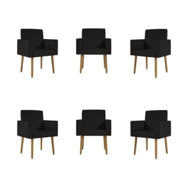 Imagem de Kit 06 Cadeiras Poltronas Decorativa - Escritório - Recepção Cor:preto