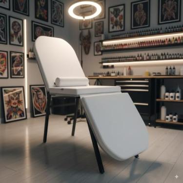 Imagem de Maca Fixa 3 Posições Reclinável Tatuagem Estética Massagem Compact (Branco)