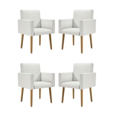 Imagem de Kit 04 Poltronas Nina Decorativa Para Recepção Balaqui Linho Cor:linho Bege