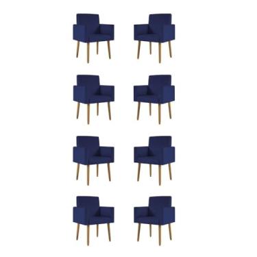 Imagem de Kit 08 Cadeiras Poltronas Decorativa - Escritório - Recepção Cor:azul-marinho