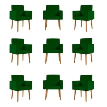 Imagem de Kit 09 Cadeiras Poltronas Decorativa - Escritório - Recepção Cor:verde