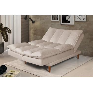 Imagem de Sofá-Cama Chaise Vancouver 3 Lugares Casal em Suede Areia Premium com 5 Posições Reclináveis Casa Imperial