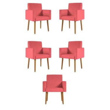 Imagem de Kit 05 Cadeiras Poltronas Decorativa - Escritório - Recepção Cor:rosa