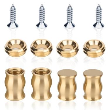 Imagem de BFLCTGCF 4 Pés De Latão Para Tábuas Corte Com Almofadas Antiderrapantes Silicone, Parafusos Aço Inoxidável E Auto-Roscantes Tábuas, Armários, Sofás, Cadeiras Outros Móveis (Formato Bambu)