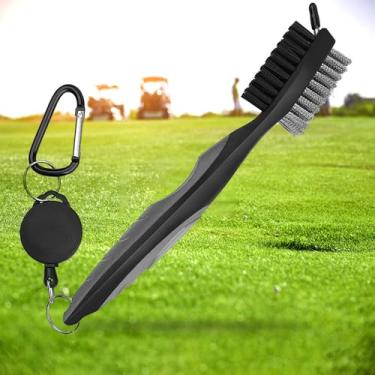Imagem de Escova de limpeza de ranhuras durável para tacos de golfe, ferramenta portátil de acessórios de golfe para limpeza de clubes e bolas, cinza