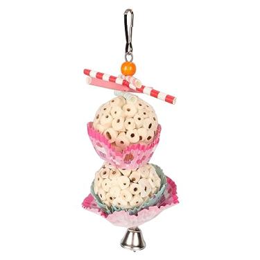Imagem de Generic Brinquedo de Forragem de Pássaros de Bolo, Brinquedo Leve de Bola de Fragmentação de Papagaio, Alívio de Tédio para Calopsita para Gaiola de Pássaros (Corda de bola dupla)