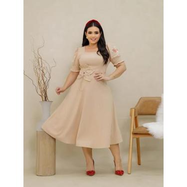 Imagem de Vestido Midi Soltinho Elegante de Festa Formatura Convidada Social Eva