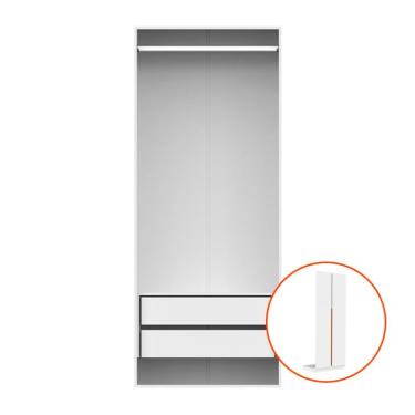 Imagem de Guarda-Roupa Modulado com Cabideiro New Tuyo 2 Portas Articuladas 2 Gavetas Branco 90 cm