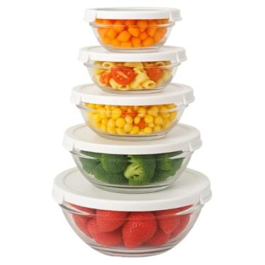 Imagem de Kit Conjunto de Potes 10 PeçAs Vidro Resistente Organizadores de Cozinha Multiusokit Conjunto de Potes 10 PeçAs Vidro Resistente Organizadores de Cozinha Multiuso(10,BRANCO)