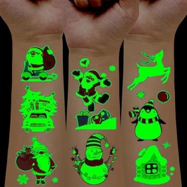 Imagem de 275 estilos de tatuagens brilhantes de Natal – 24 folhas, tatuagens luminosas para armazenar objetos de festa, decorações e festas de Natal