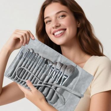 Imagem de Conjunto de pincéis de maquiagem com 14 peças, cerdas macias, pincéis de maquiagem profissionais para mulheres, ideal para sombra, base, blush e corretivo