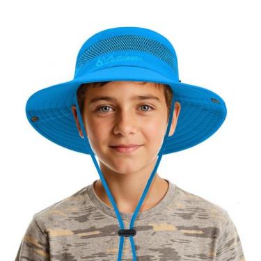 Imagem de Chapéu Durio Kids Outdoor Sun Hat UPF50+, aba larga, azul celeste