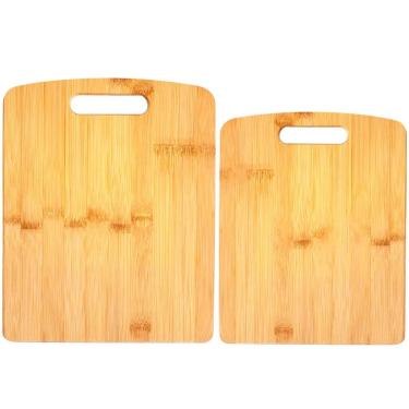 Imagem de Conjunto de Tábuas de Corte Grandes e Médias em Bambu com Alça para Preparo de Alimentos