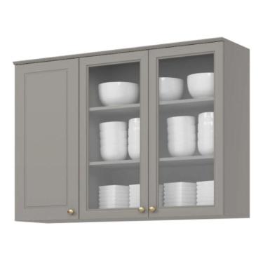 Imagem de Armário Aéreo Henn 120cm 3 Portas Americana Cinza