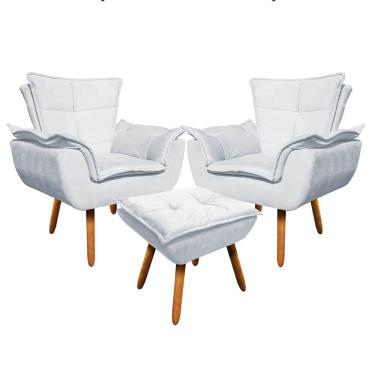 Imagem de Kit 02 Poltronas Opala 01 Puff Opala Suede Pés