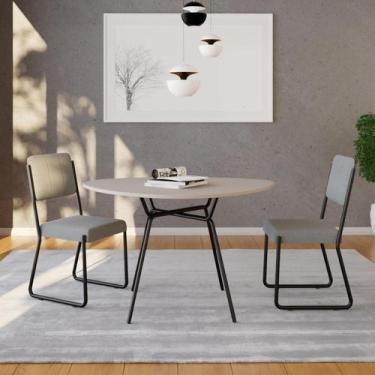 Imagem de Mesa de Jantar Orgânica Soho 120cm Est.Preta - Compace, Off White