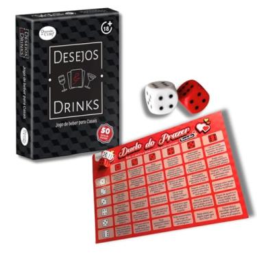 Imagem de Kit Jogo Casal Erótico Duelo do Prazer 36 Desafios 2 Dados + Baralho Jogo Desejos e Drinks 50 Cartas
