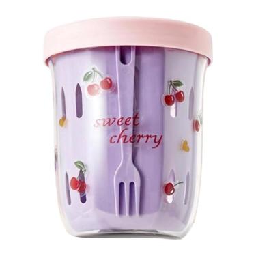 Imagem de FytStycale Copo portátil reutilizável para salada de frutas com alça, ideal para armazenar frutas e com cesto de drenagem, perfeito para escritório, e, Style G