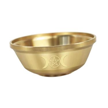 Imagem de IEUDNS Tigela Tibetana Budista para Oferendas de Água, Tigela de Oração com Água Sagrada, em Latão, para Meditação e, Lua em Três Fases