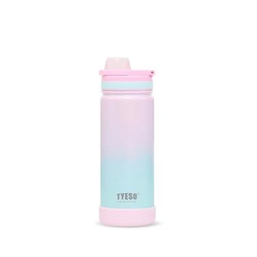 Imagem de TYESO - Copo Térmico 600ml Inox Garrafa com Cores Gradientes - Garrafa Térmica Adequada para Bebidas como Agua, Chá Gelado, Café e Granizados(Rosa Azul)