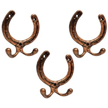 Imagem de AYZCORP Conjunto de 3 ganchos de ferro fundido em forma de ferradura para decoração de arte de parede - cabides em forma de ferradura e porta-chaves - cabide de roupas e mochila - ganchos para casaco