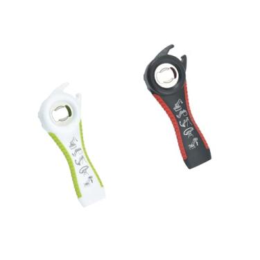 Imagem de PLAYTHROUGH Abridor de garrafas multifuncional, pacote com 2, abridor de frascos 5 em 1, abre facilmente a tampa giratória, tampa de garrafa, tampa de conserva e aba de lata (preto, vermelho, branco