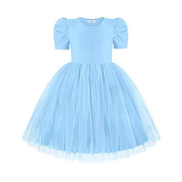 Imagem de Vestido tutu infantil Arshiner Summer Tule azul claro 5T Girl