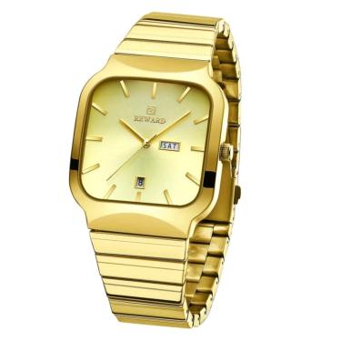 Imagem de relógio de quartzo masculino à prova d água  esportivo quadrado em aço inoxidavel