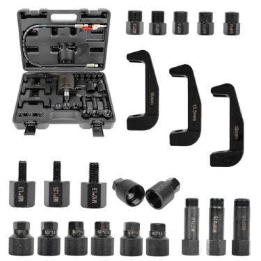 Imagem de BBTEQEKN Ferramenta extrator de injetor diesel pneumático de 24 peças, kit mestre de extrator injetor profissional, conjunto de ferramentas extrator de injetor diesel com 19 adaptadores, para motores