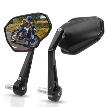 Imagem de Espelhos retrovisores de extremidade de barra de motocicleta 7/20.3 cm 22 mm guidão CNC alumínio antirreflexo espelhos laterais ajuste universal compatível com scooter Cruiser ATV Dirt Bike
