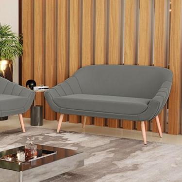Imagem de Namoradeira 02 Lugares Giovana Suede Grafite Pés Palito Natural D03 - 