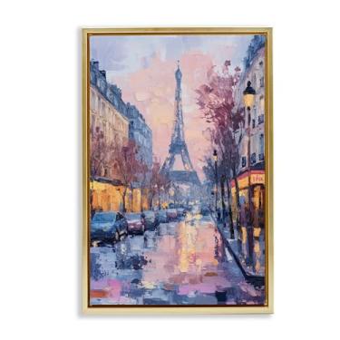 Imagem de Stupell Industries Arte de parede em tela flutuante emoldurada preta cidade abstrata Paris Street, design por Petal Prints Design, 25 x 17