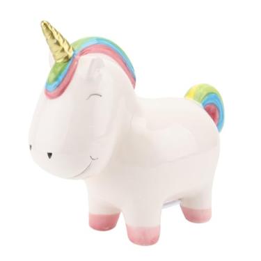 Imagem de SUPVOX Pote de cerâmica de unicórnio para decoração de casa, cofrinho para meninos e meninas, design de unicórnio