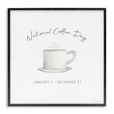 Imagem de Stupell Industries Arte giclée emoldurada branca Everyday National Coffee Day, design de Cindy Jacobs, 12 x 12
