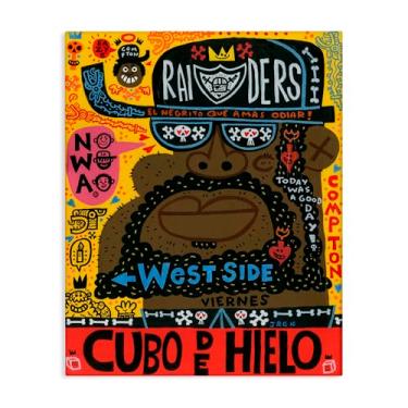 Imagem de Stupell Industries Arte icônica de parede em tela de retrato de colagem hip hop, design por Jorge R. Gutierrez, 76 x 61 cm