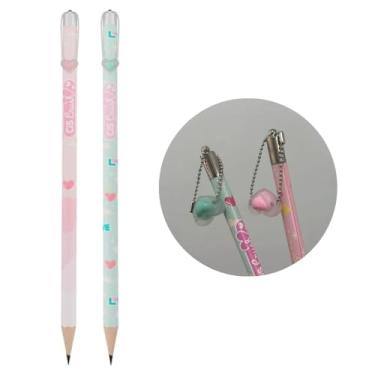 Imagem de Kit 2 Lápis Preto HB Crush Divertido CiS com Pingente Fofo Escolar Conjunto Colorido Grafite Preto