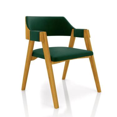Imagem de Cadeira Sala De Jantar E Jogos Carteados Madeira Maciça Poker Veludo Verde-mel G42 - Gran Belo