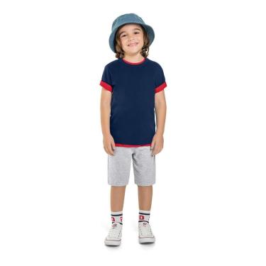 Imagem de Camiseta infantil menino em meia malha Brandili-Azul