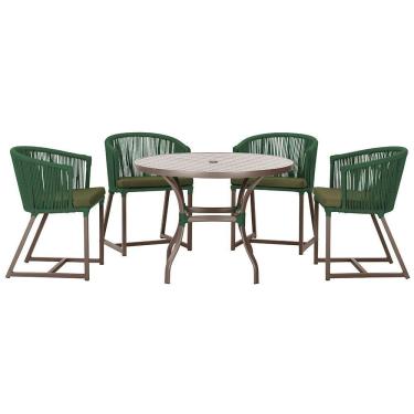 Imagem de Mesa Com 4 Cadeiras E Noronha Estofado 13 Trama Original Verde