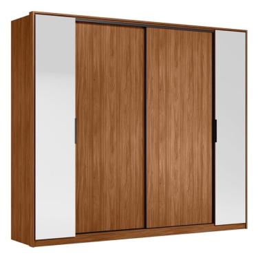 Imagem de Guarda Roupa Casal 4 Portas Com Espelho E 4 Gavetas Laredo Nogueira nude Prime Tx