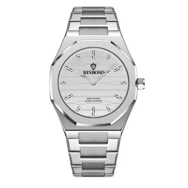 Imagem de Binbond Marca 2025 Relógio De Quartzo Masculino Casual Octogonal 818 Cinza