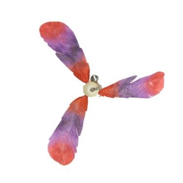 Imagem de Luzhengyang Recargas de varinha Feather Cat Teaser – Cabeças inspiradas em pássaros naturais, acessórios de brinquedo de gato para brincadeiras interativas (pacote com 5) (moinho de vento vermelho