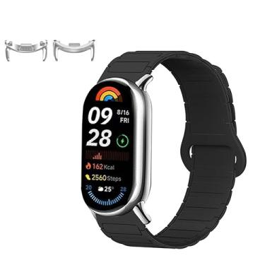 Imagem de KONXISA Pulseira de relógio para Xiaomi Smart Band 10/9/8, pulseira de substituição de silicone macio de liberação rápida, pulseira magnética para smartwatch, pulseira ajustável, preta
