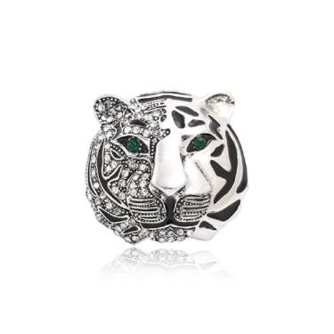 Imagem de Broche de cabeça de tigre de strass legal broche de lapela animal cor prata elegante charme leão casaco colarinho broche para homens broche de terno, Metal, Sem Pedra Preciosa