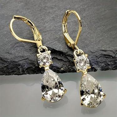 Imagem de Brincos de argola de zircônia brilhante incrustados de luxo requintados para mulheres, noivado, casamento, banquetes, festas, temperamento, pingentes, brincos, one size, Cobre, Zircônia cúbica
