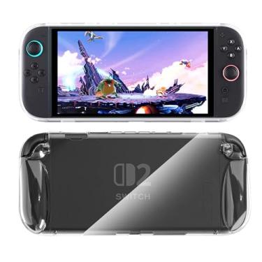 Imagem de Capa protetora para Nintendo Switch 2 (2025), design ergonômico, transparente, 2, capa aderente para Joy Con Capa protetora de TPU macio antiarranhões e absorvente de choque - Transparente