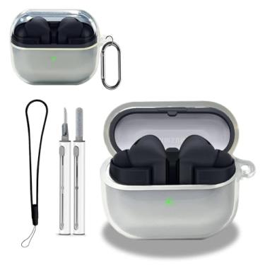 Imagem de Capa protetora para Galaxy Buds3 FE, capa protetora com kit de limpeza, capa protetora KONXISA de TPU macio, acessórios para cordão e chaveiro, impermeável, à prova de poeira, à prova de choque
