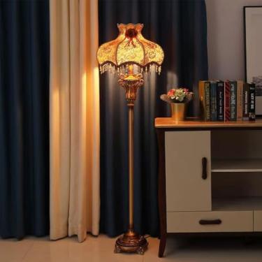 Imagem de Luminária de chão retrô americana, estilo europeu, luxuosa, para sala de estar, quarto, escritório, casa de campo, decoração de interiores, sofá (Estilo 8, 1 unidade)
