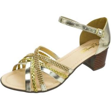 Imagem de Sandália Feminina Romântica Calçados Tiras Dourado-Feminino